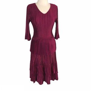 Elegant Burgundy Pleated Skirt Set
